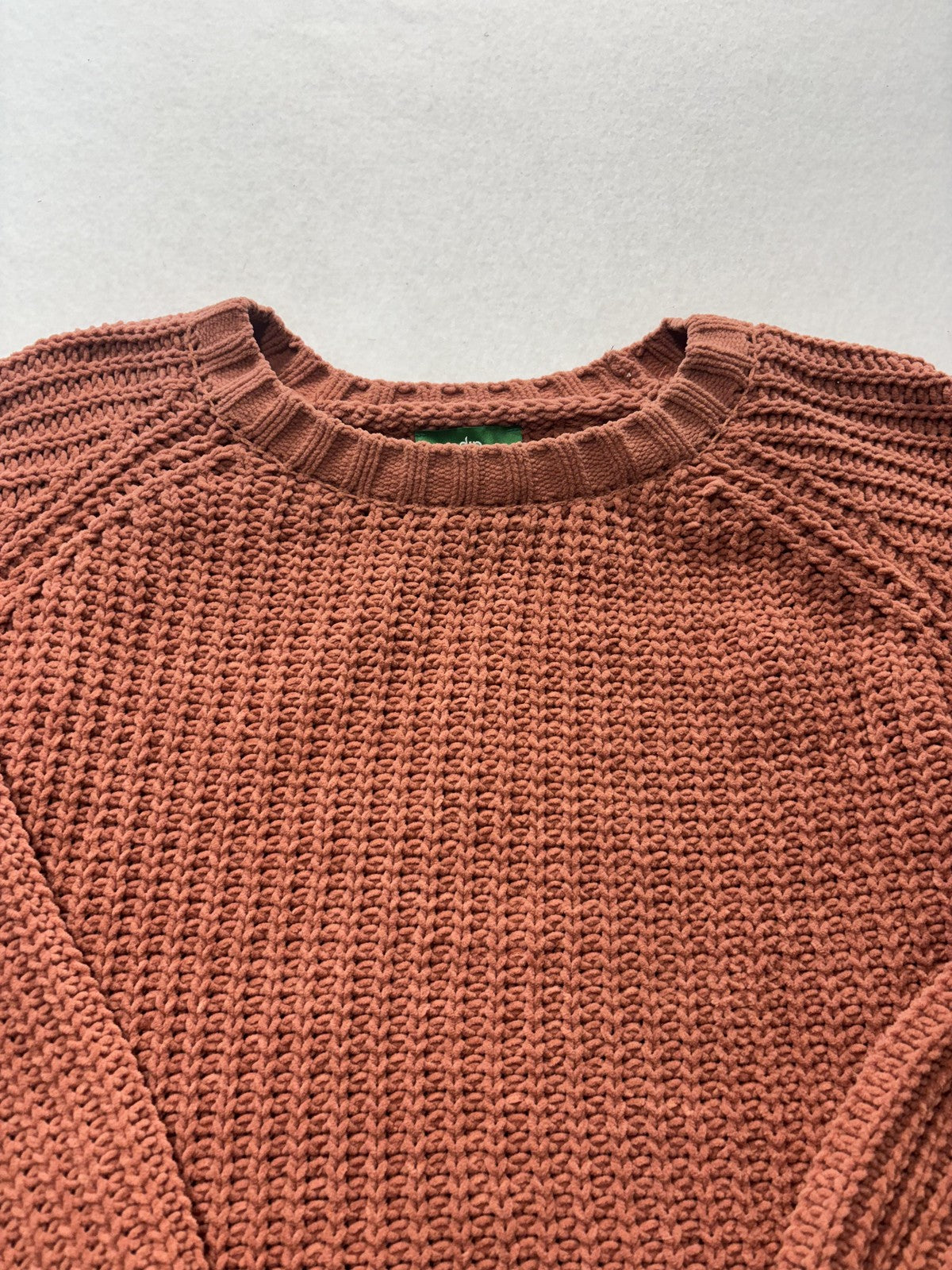 Dip Sweater Womens 2X Plus Orange Crew Neck Raglan Chunky Knit Relaxed Pullover