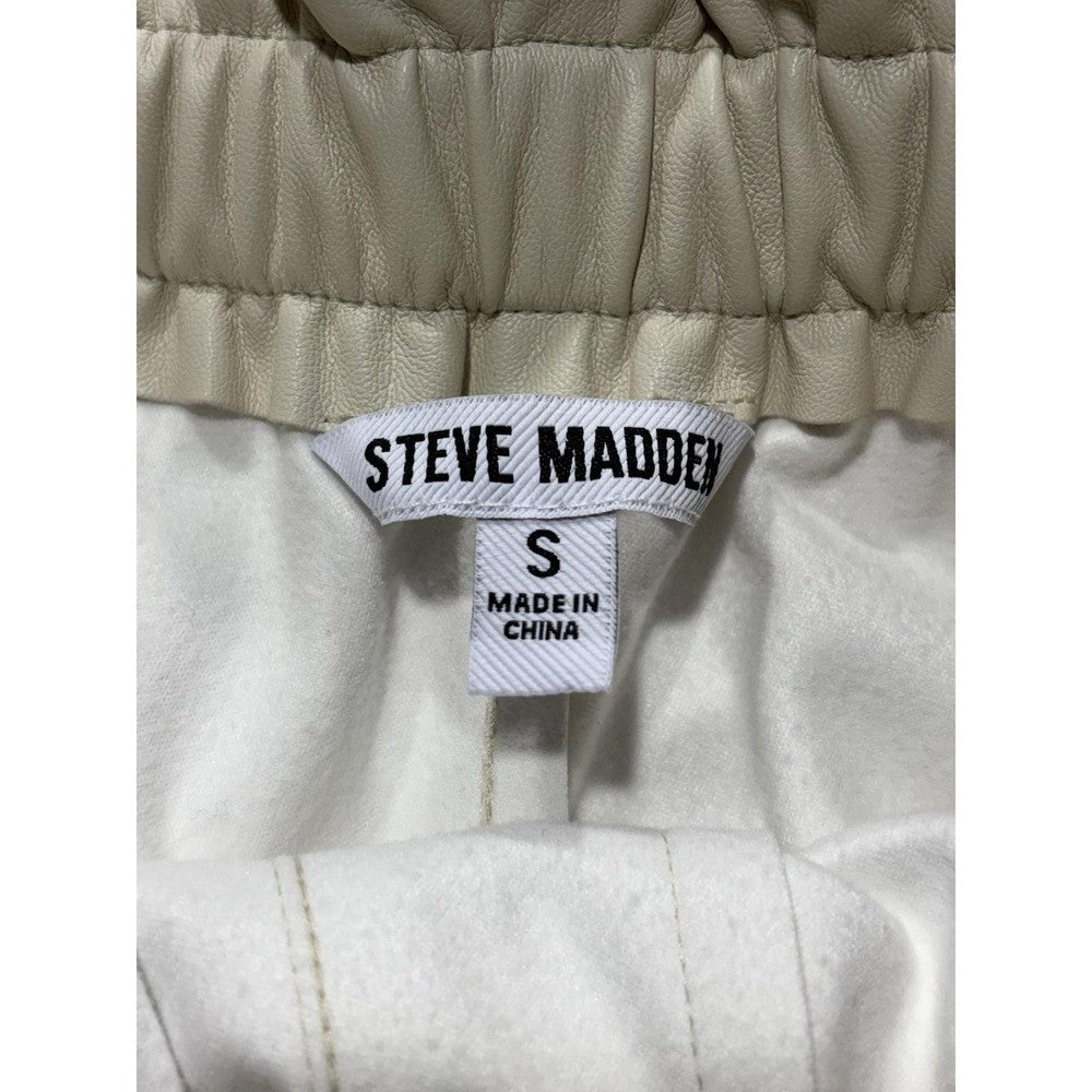 Steve Madden Womens Beige Faux Leather Paperbag Waist Pull On Shorts BL13940X S