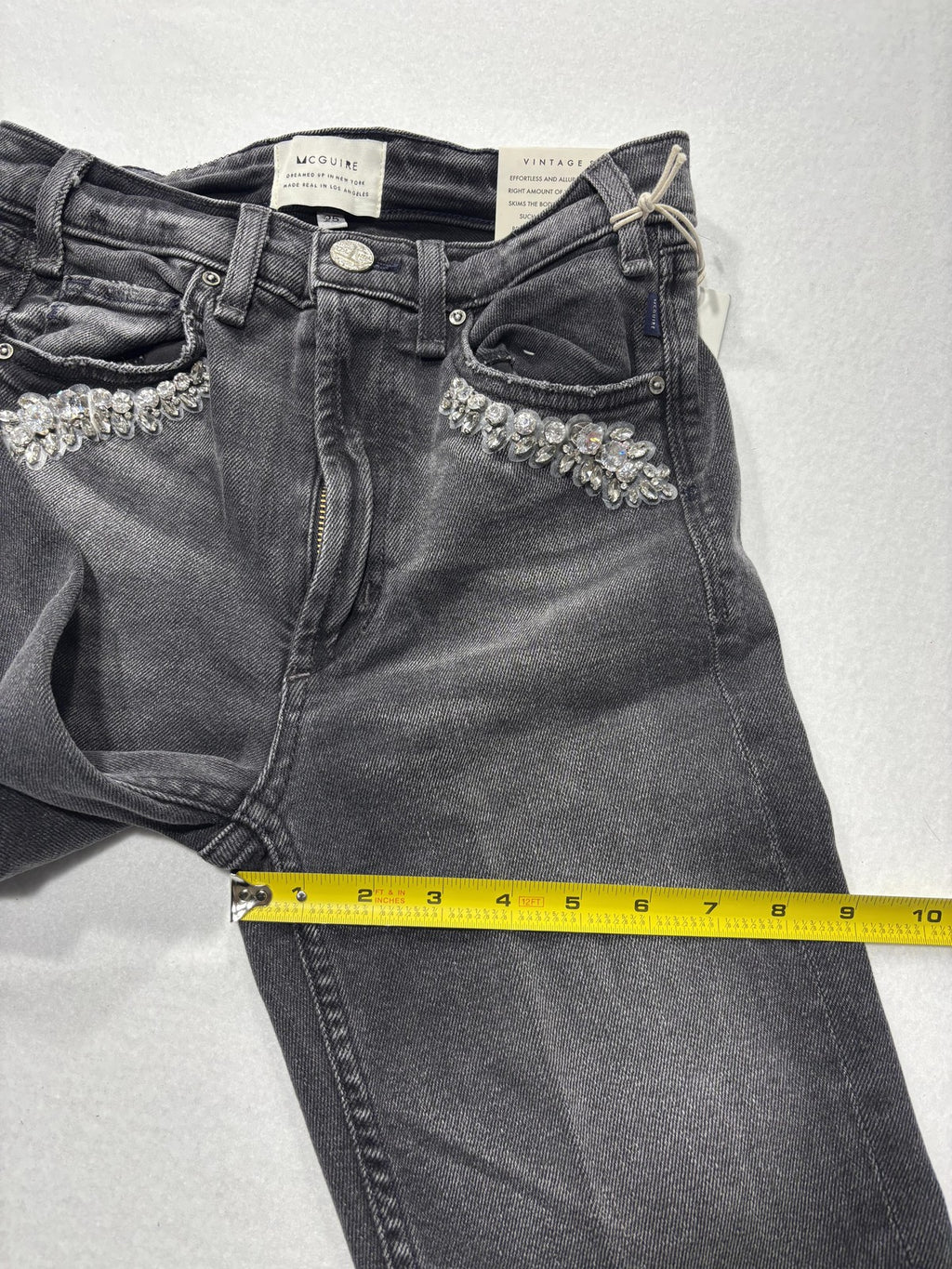 McGuire Bellwoods Vintage Slim Jeans Womens 25 Gray Beaded Rhinestone 25x30