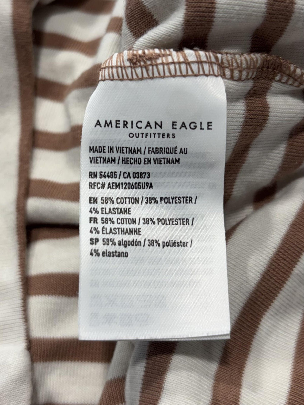 American Eagle Outfitters Shirt Womens Medium Brown Stripe Ringer Tee Stretch