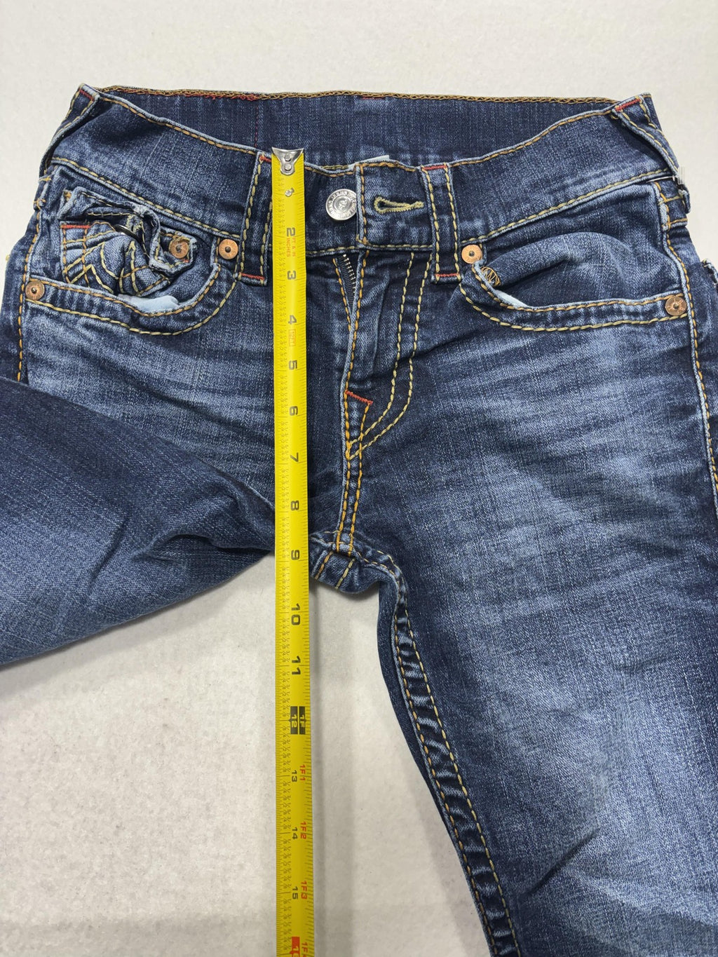 True Religion Section Slim Jeans Mens 28x29 Blue Wash Straight Stretch Denim
