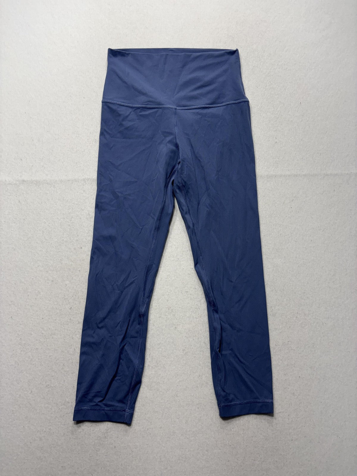 Lululemon Leggings Womens 6 Blue High Rise 23" Inseam Ankle Ribbed Yoga Stretch