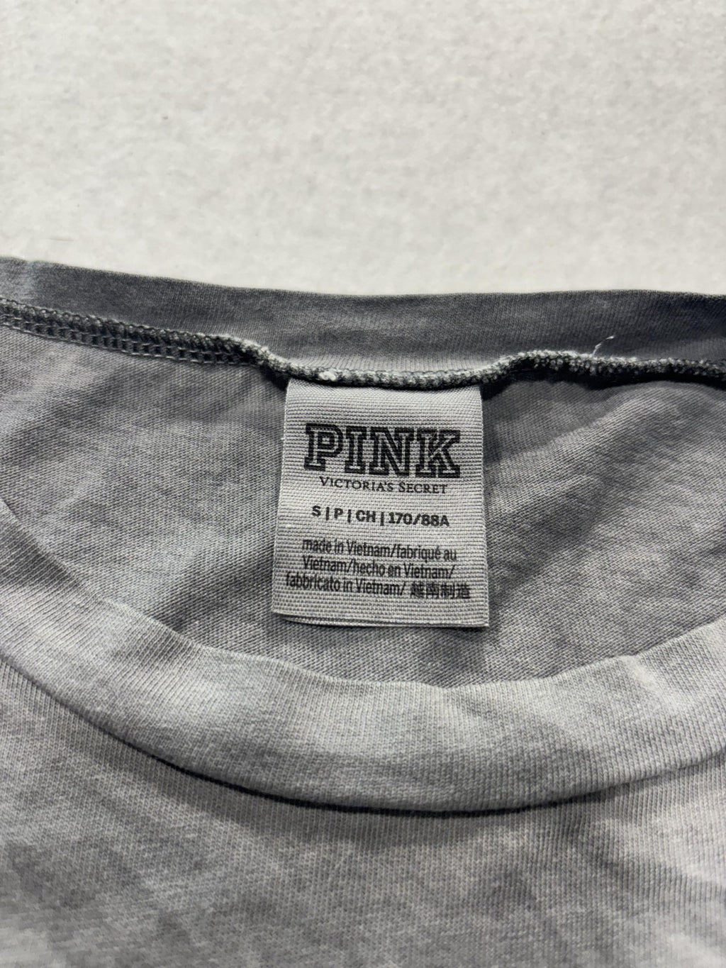 PINK Victoria's Secret Shirt Womens S Gray Pocket Dog Logo Tee Summer Casual
