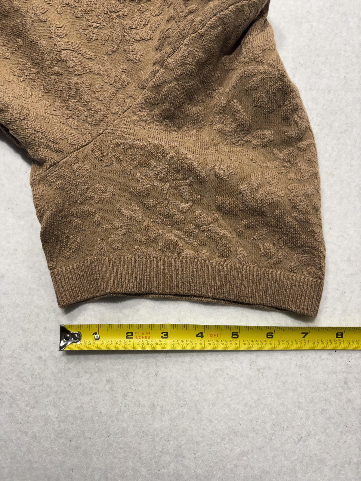 Abercrombie & Fitch Polo Shirt Mens XL Brown Jacquard Floral Knit Short Sleeve