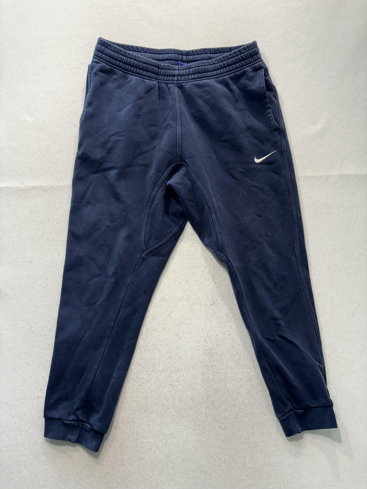 Nike Mens Large Blue Fleece Jogger Pants Elastic Waist Tapered Athletic RN56323
