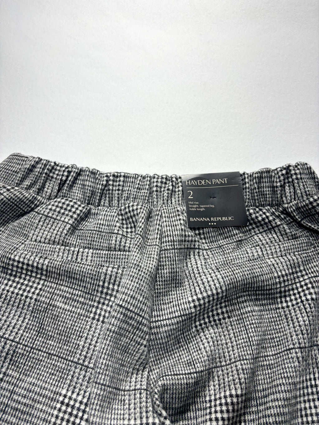 Banana Republic Dress Pants Womens 2 Gray Plaid Hayden Pull On Ponte Ankle Slim