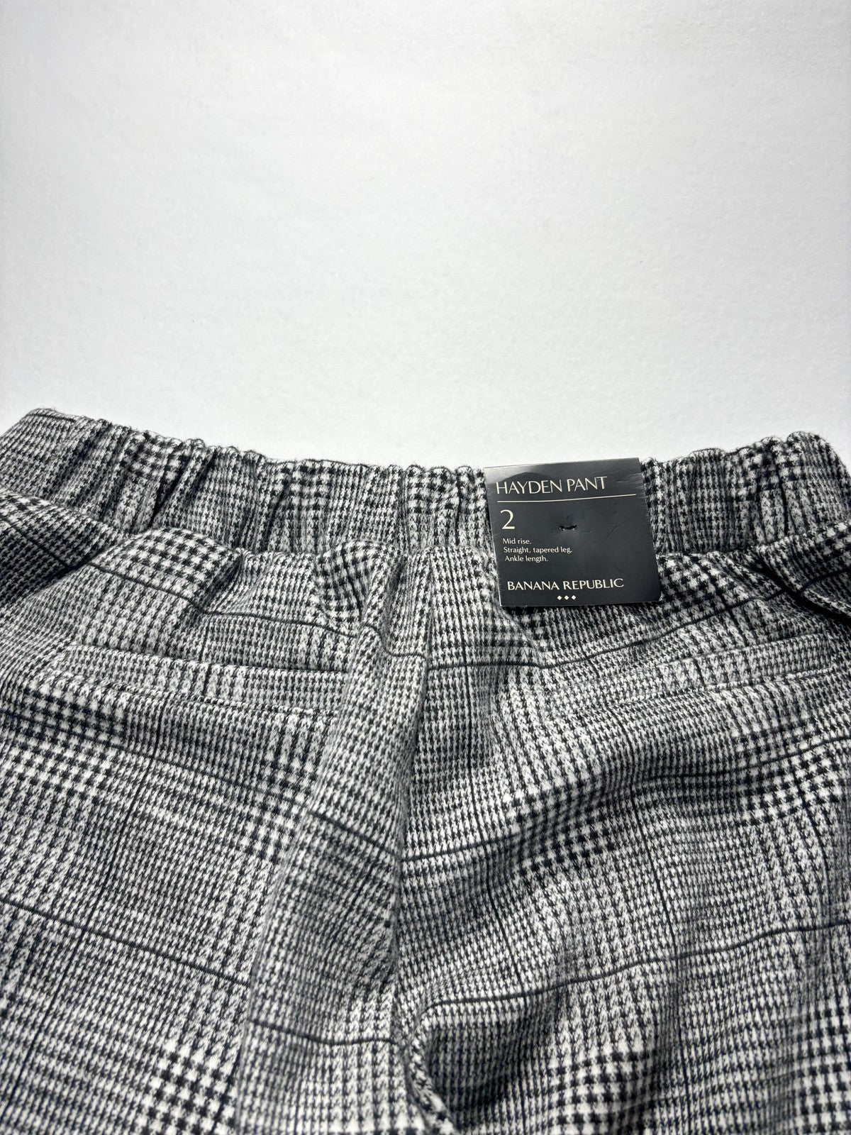 Banana Republic Dress Pants Womens 2 Gray Plaid Hayden Pull On Ponte Ankle Slim