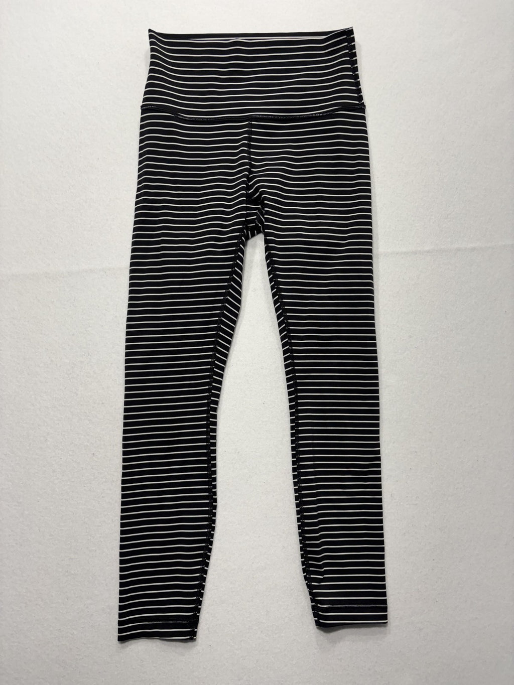 Lululemon Leggings Womens Small Black Stripe High Rise 25" Inseam Stretch Ankle