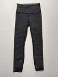 Lululemon Leggings Womens Small Black Stripe High Rise 25" Inseam Stretch Ankle