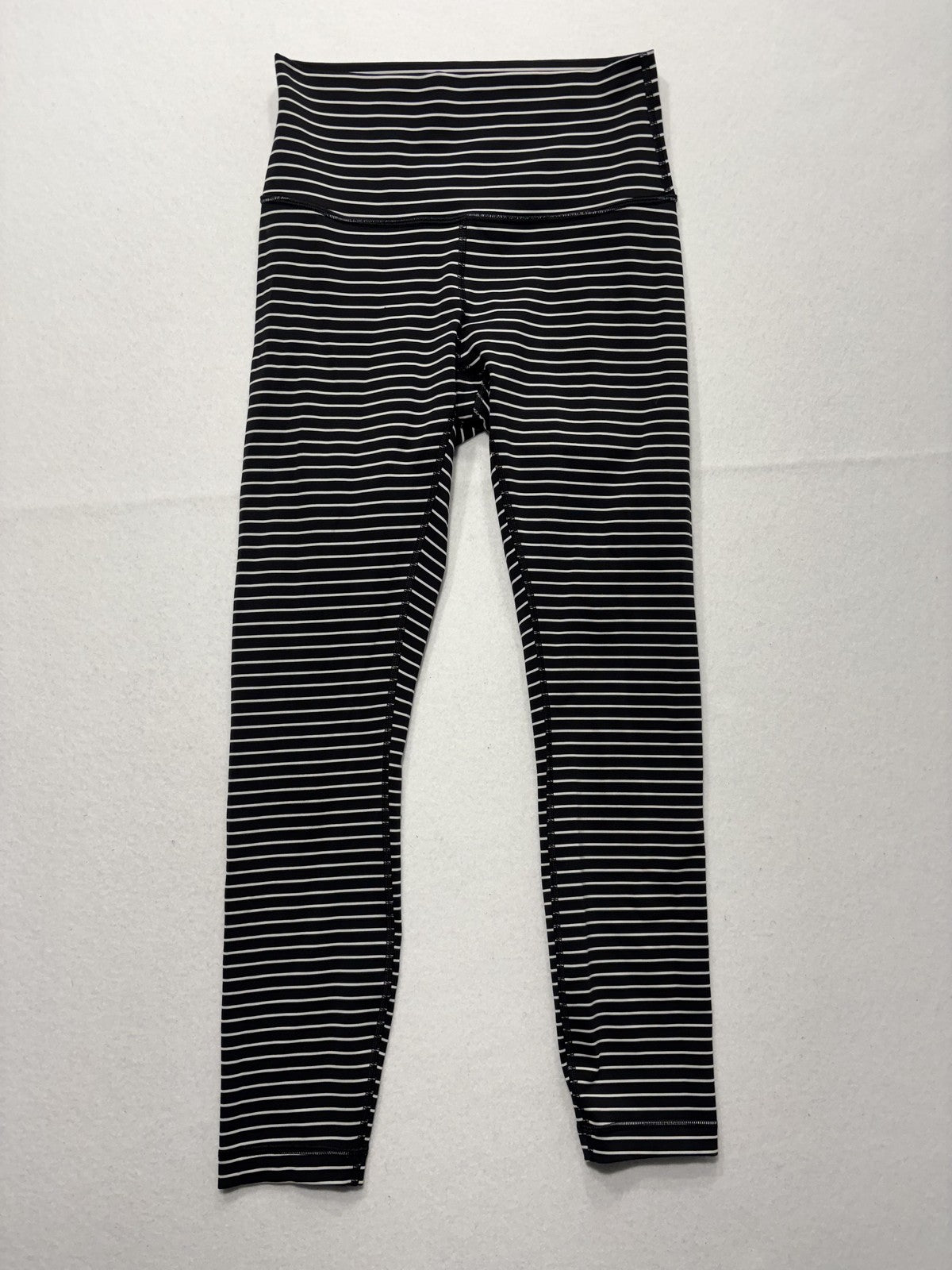 Lululemon Leggings Womens Small Black Stripe High Rise 25" Inseam Stretch Ankle