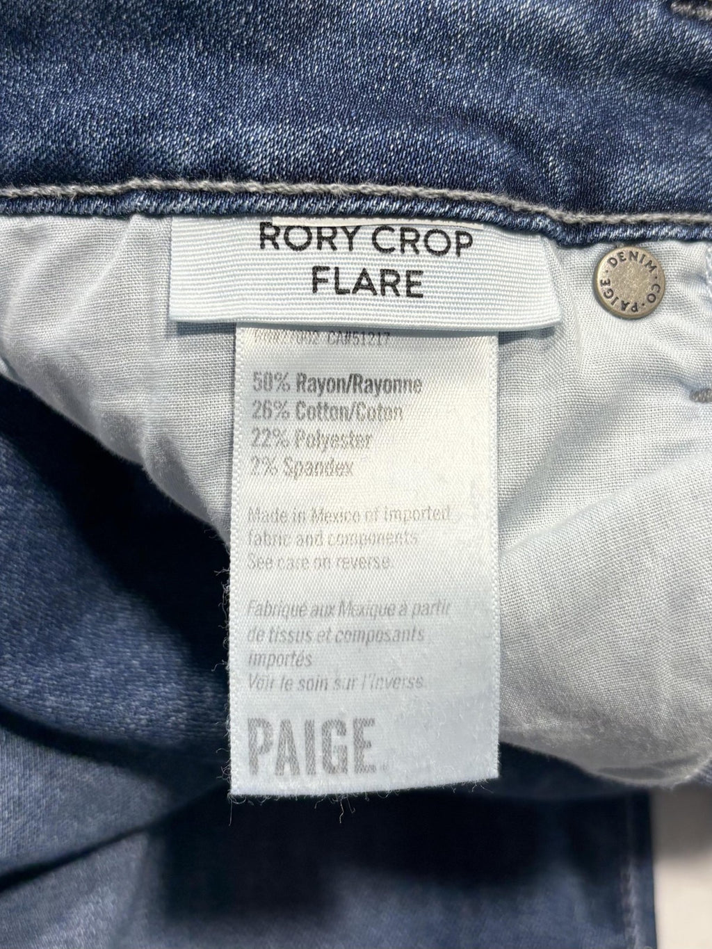 Paige Rory Crop Flare Jeans Womens 28 Blue Medium Wash Raw Hem 28x26 Stretch