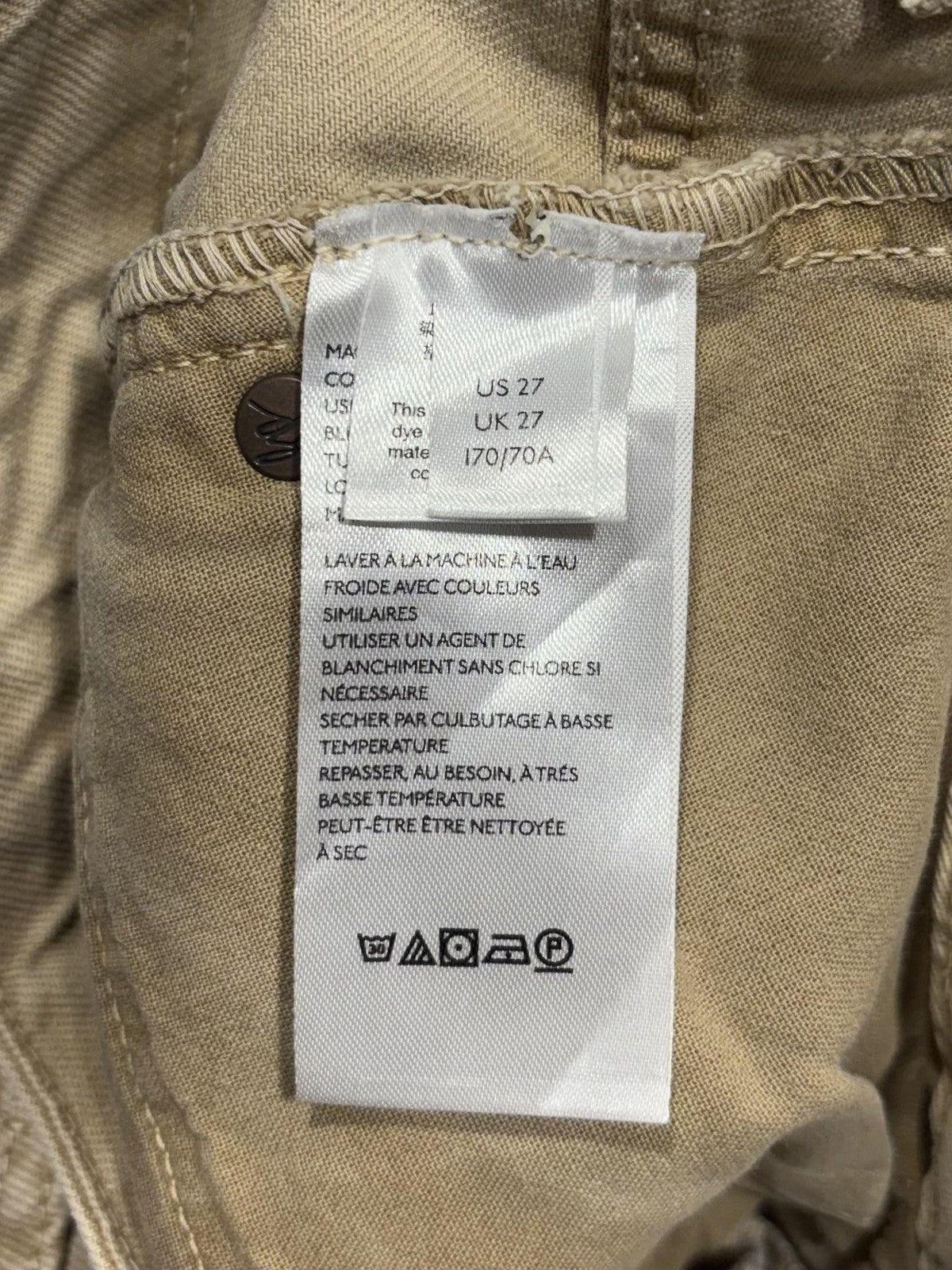We The Free Jeans Womens 27 Beige High Rise Straight Distressed Raw Hem 27x28