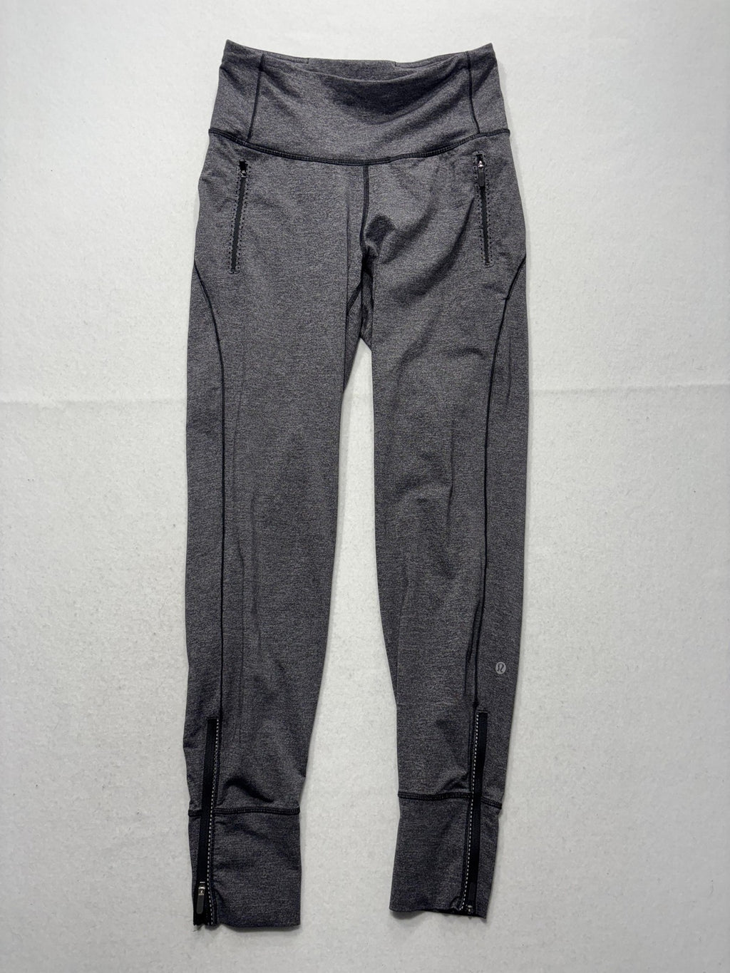 Lululemon Leggings Womens 4 Gray High Rise Zip Pocket 26" Inseam Ankle Running