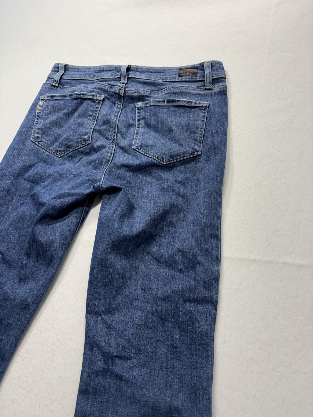 Paige Rory Crop Flare Jeans Womens 28 Blue Medium Wash Raw Hem 28x26 Stretch