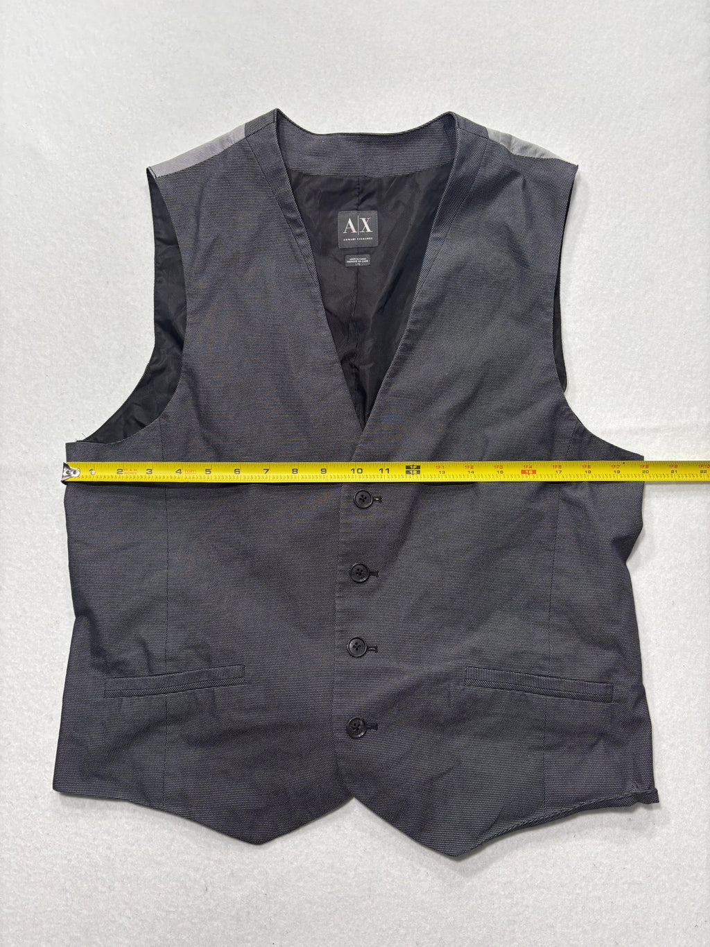 Armani Exchange Suit Vest Mens Large Gray Geometric Belted Back Formal 3 Piece