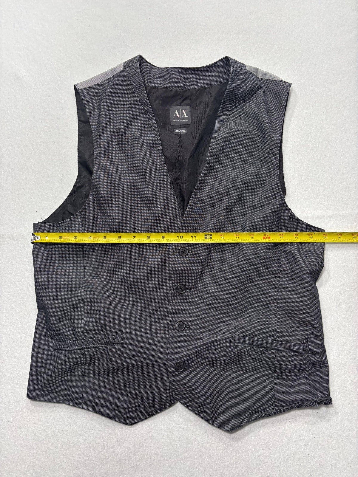 Armani Exchange Suit Vest Mens Large Gray Geometric Belted Back Formal 3 Piece