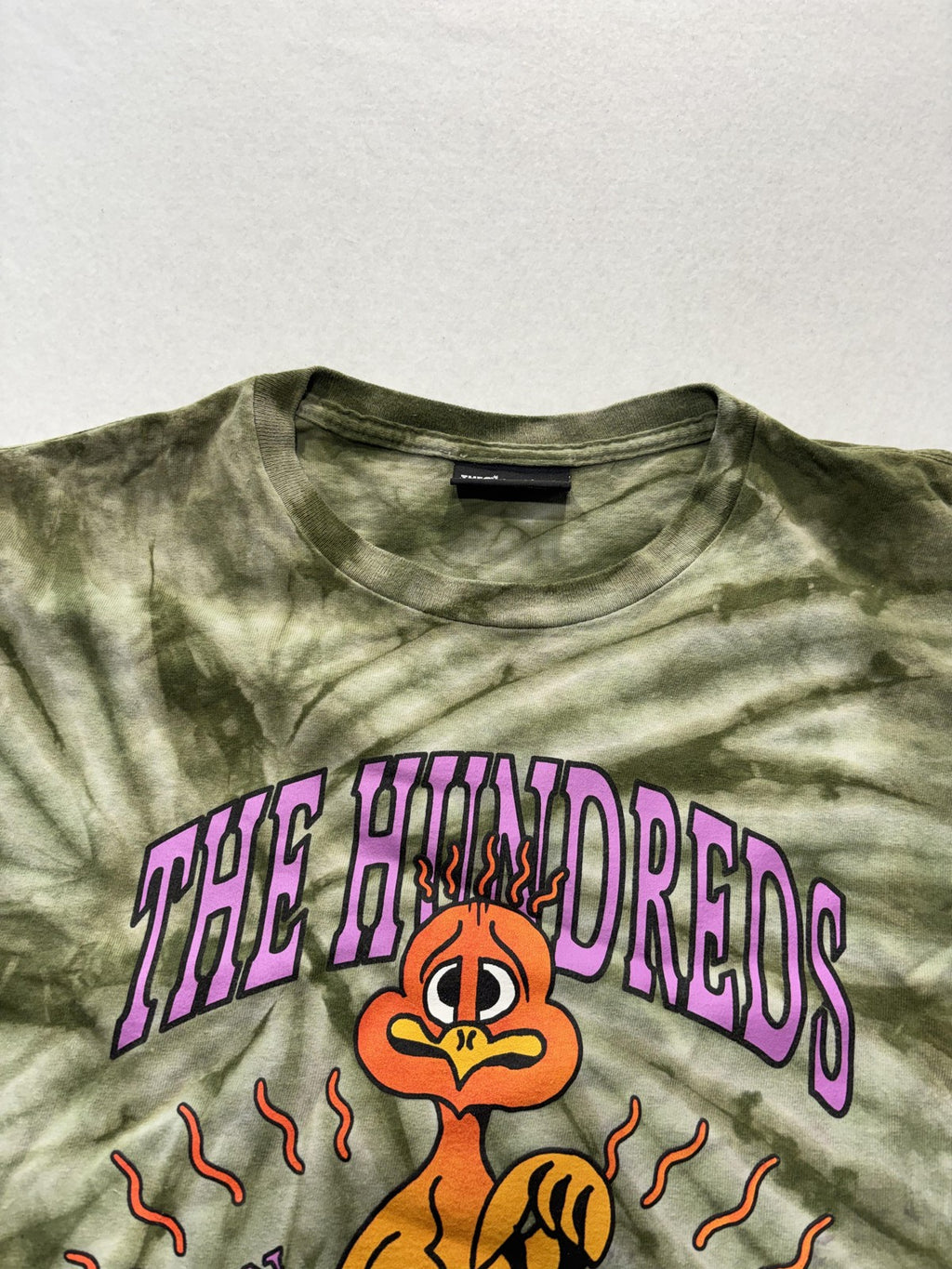 The Hundreds Shirt Mens Medium Green Tie Dye World On Fire Double Sided Graphic
