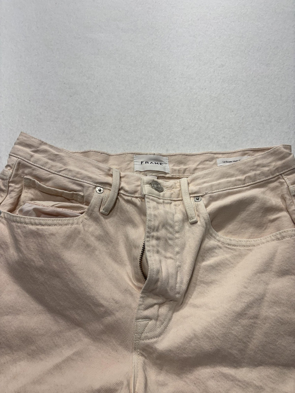 FRAME Shorts Womens 27 Beige Le Super High Short Cut Off Raw Hem Denim Summer