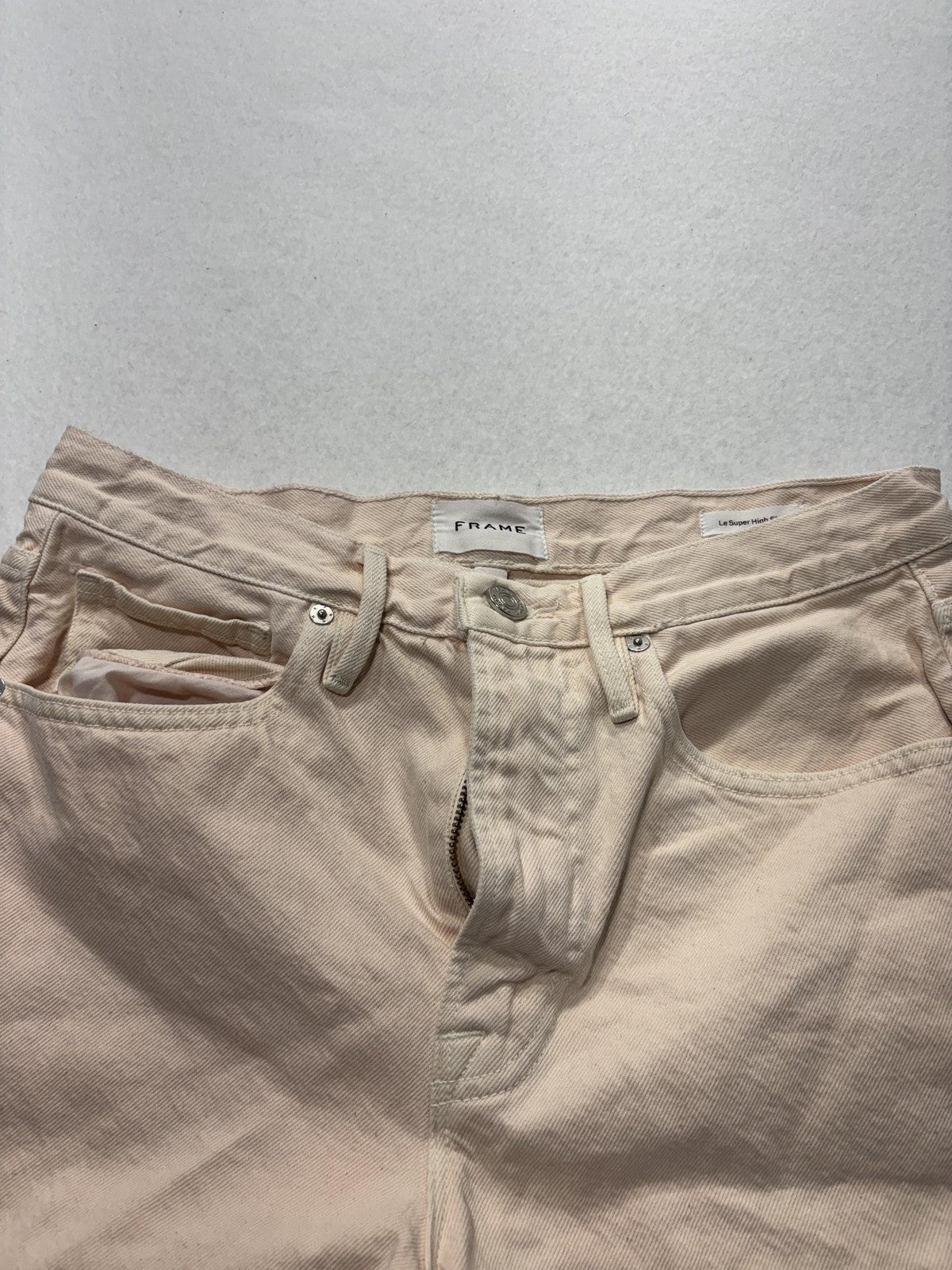 FRAME Shorts Womens 27 Beige Le Super High Short Cut Off Raw Hem Denim Summer