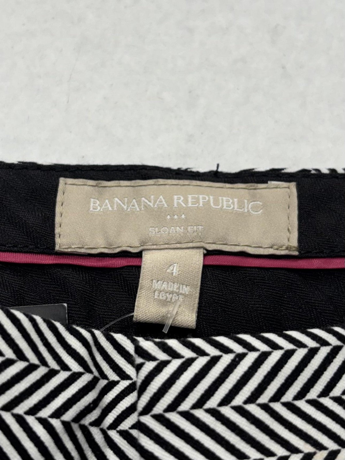 Banana Republic Dress Pants Womens 4 Black White Herringbone Sloan Slim Ankle