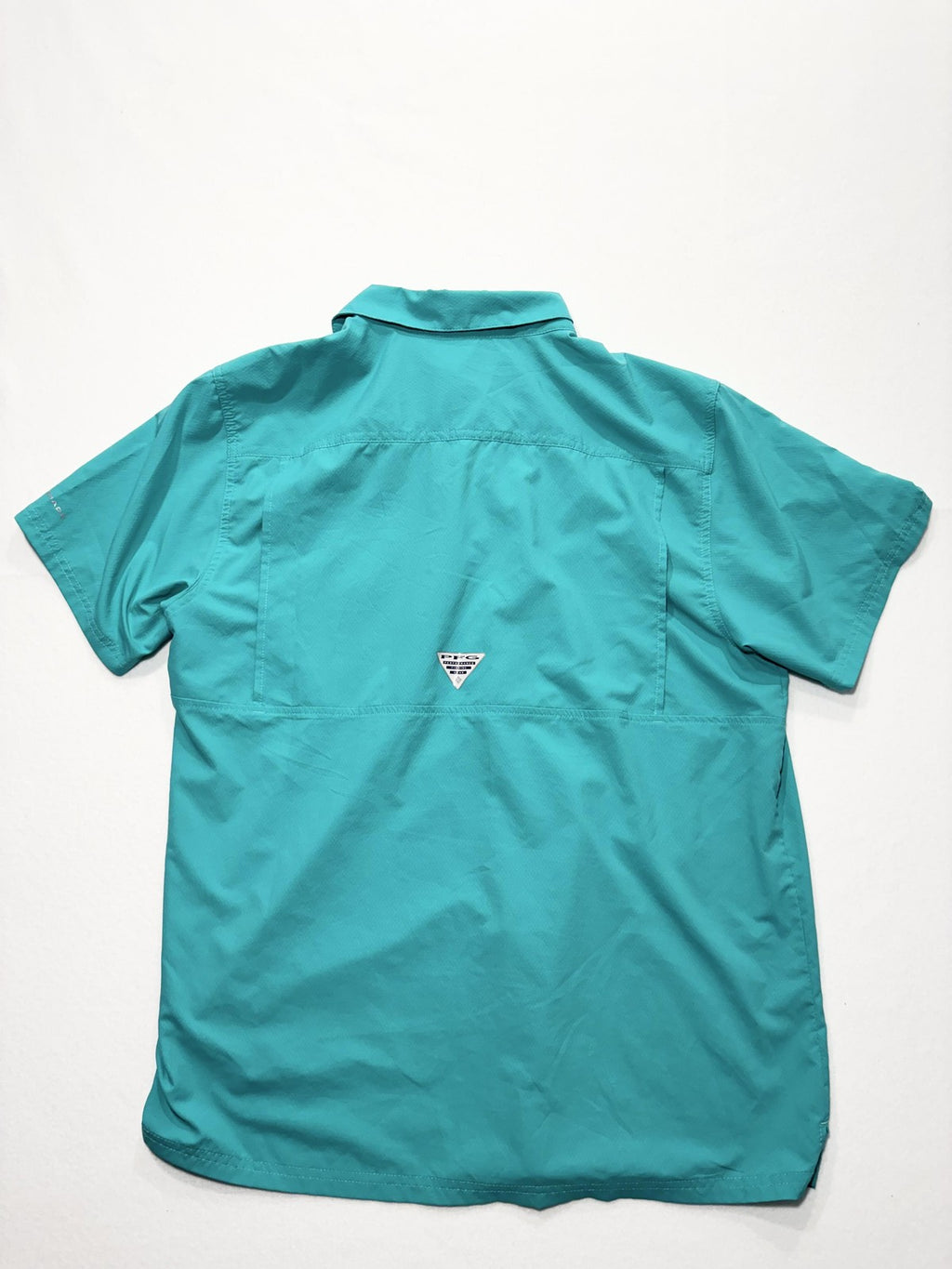 Columbia PFG Omni-Shade Shirt Mens Large Blue Short Sleeve Fishing Button Up