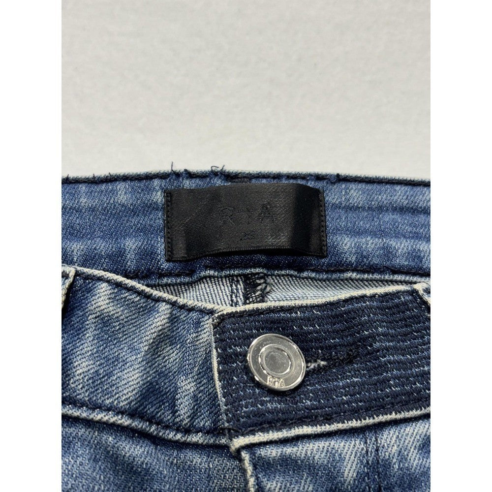 RtA Jeans Womens 25 Blue Medium Wash Mid Rise Skinny Stretch Raw Hem 25x29