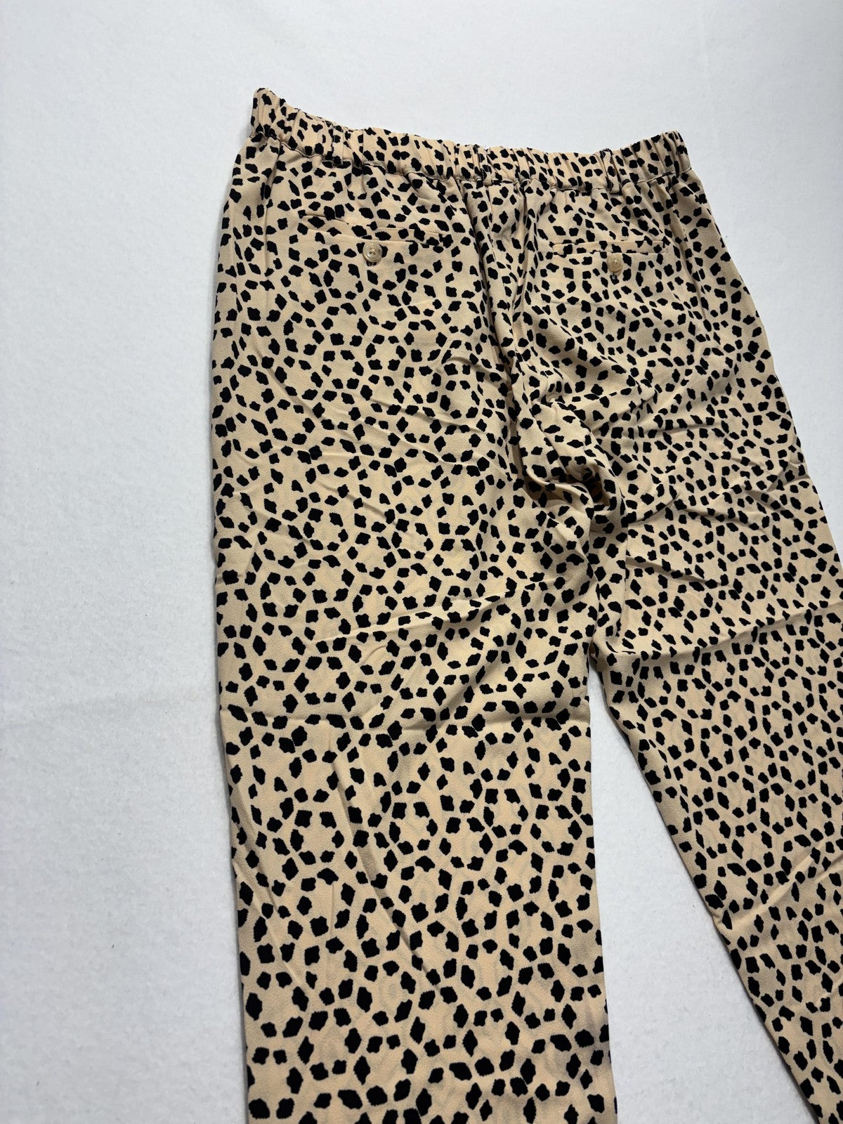ESSENTIEL Antwerp Dress Pants Womens 40 Beige Geo Dot Print Elastic Waist Slim