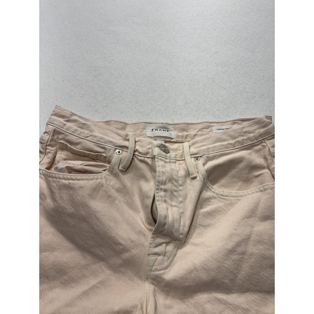 FRAME Shorts Womens 27 Beige Le Super High Short Cut Off Raw Hem Denim Summer