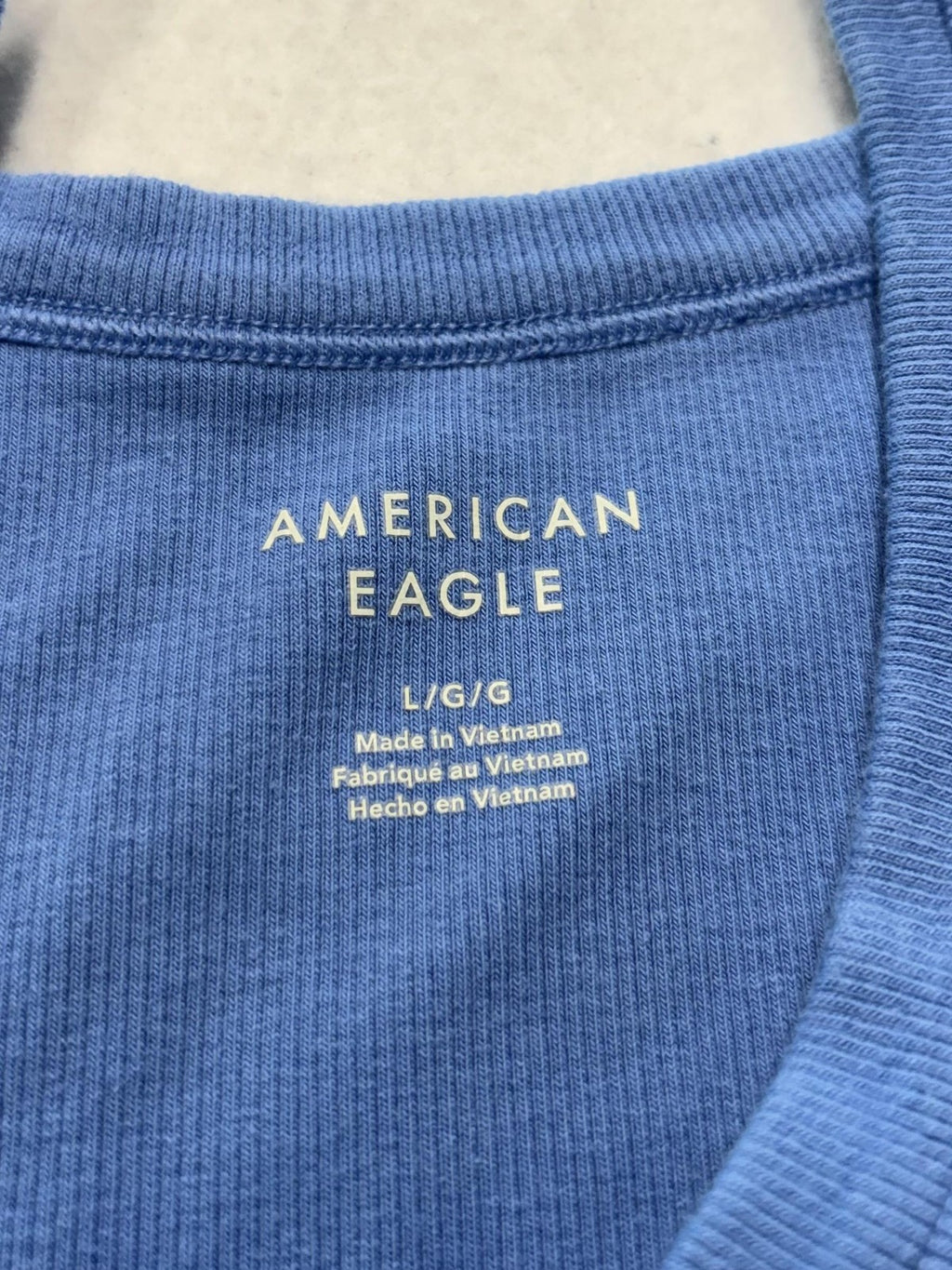 American Eagle Outfitters Tank Womens Large Blue Scoop Neck Ribbed Cropped Top