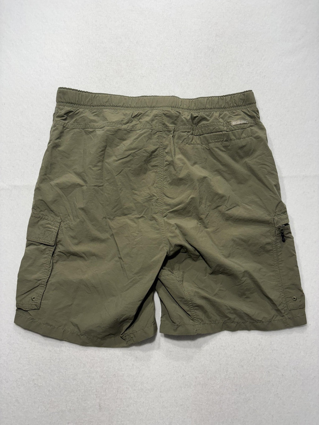 Columbia Swim Shorts Mens Large Green Elastic Waist Cargo Pockets Mesh Lined