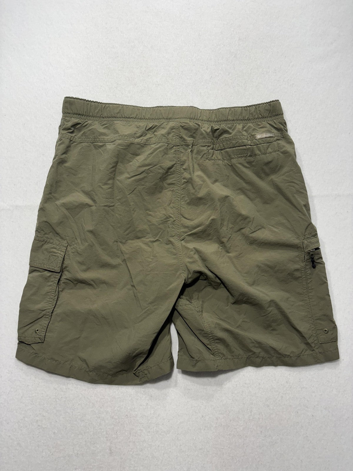 Columbia Swim Shorts Mens Large Green Elastic Waist Cargo Pockets Mesh Lined