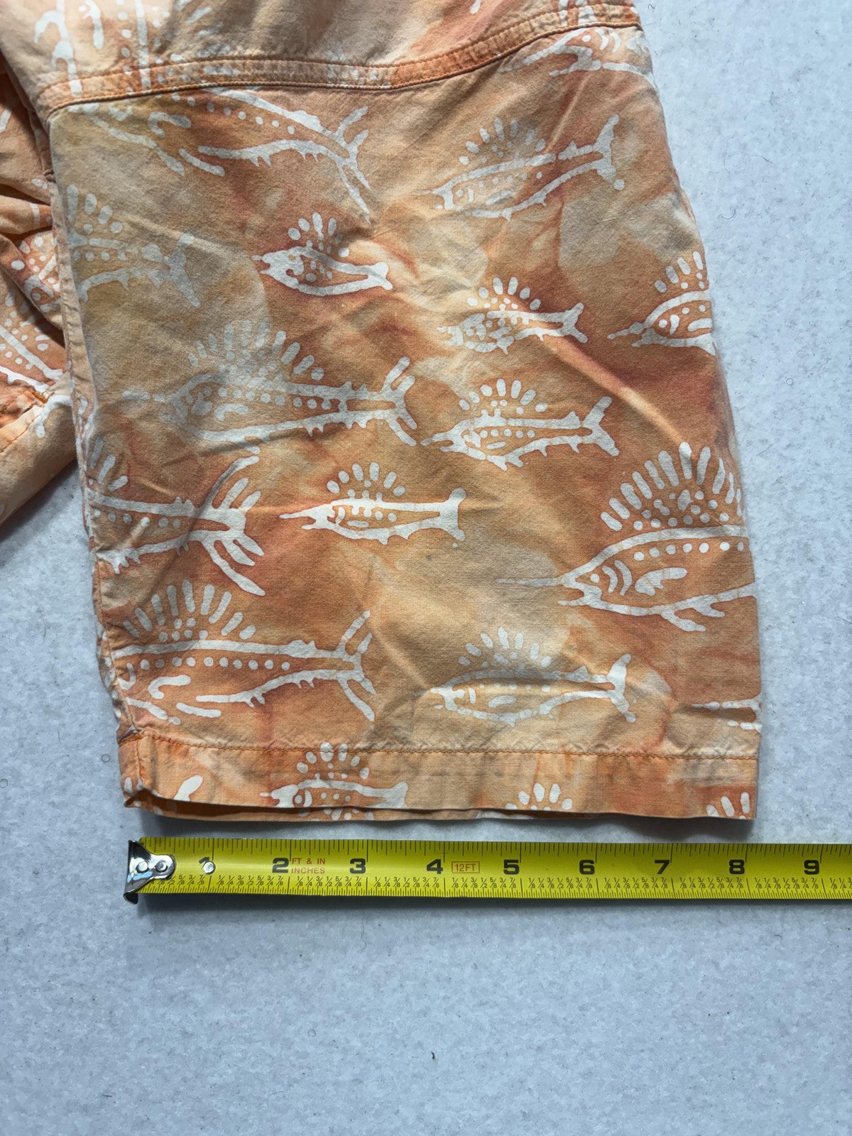 Columbia Shirt Mens Large Orange Fish Print Short Sleeve Button Up Hawaiian