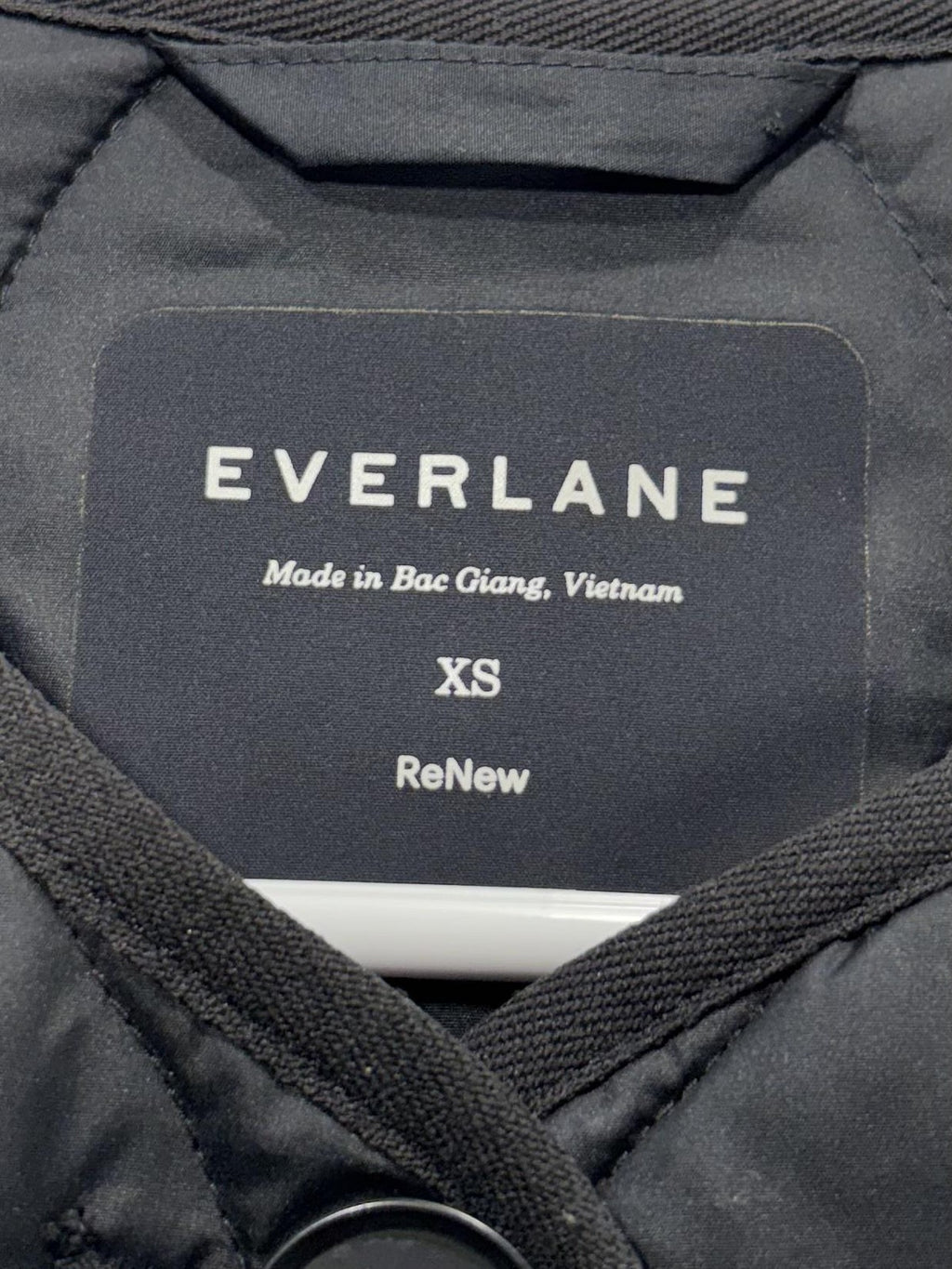 Everlane Jacket Womens XS Black Quilted Collarless Button Front ReNew Long