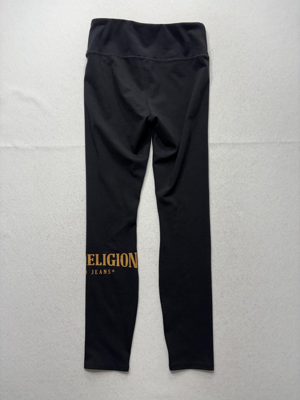 True Religion Leggings Womens XS Black High Rise Logo Ankle Stretch Athletic