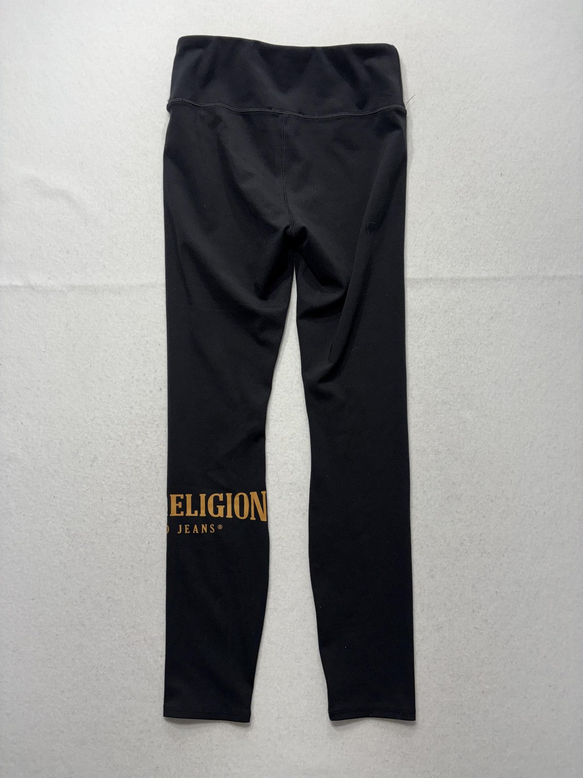 True Religion Leggings Womens XS Black High Rise Logo Ankle Stretch Athletic