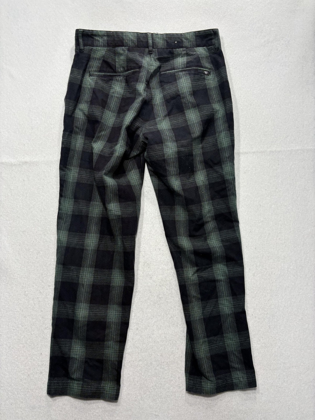 Houston White Chino Pants Mens 30x30 Green Plaid Regular Fit Tapered Leg Casual