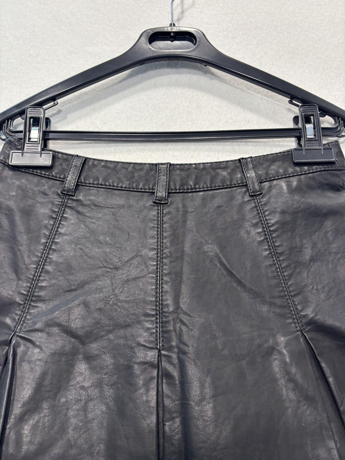 Free People Skirt Womens 0 Black Faux Leather Pleated Layered Mini Lined