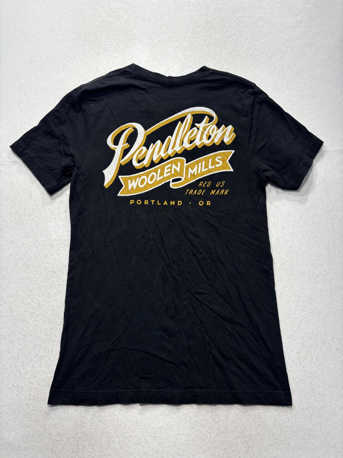 Pendleton Shirt Mens Medium Black Woolen Mills Logo Graphic Tee Portland OR