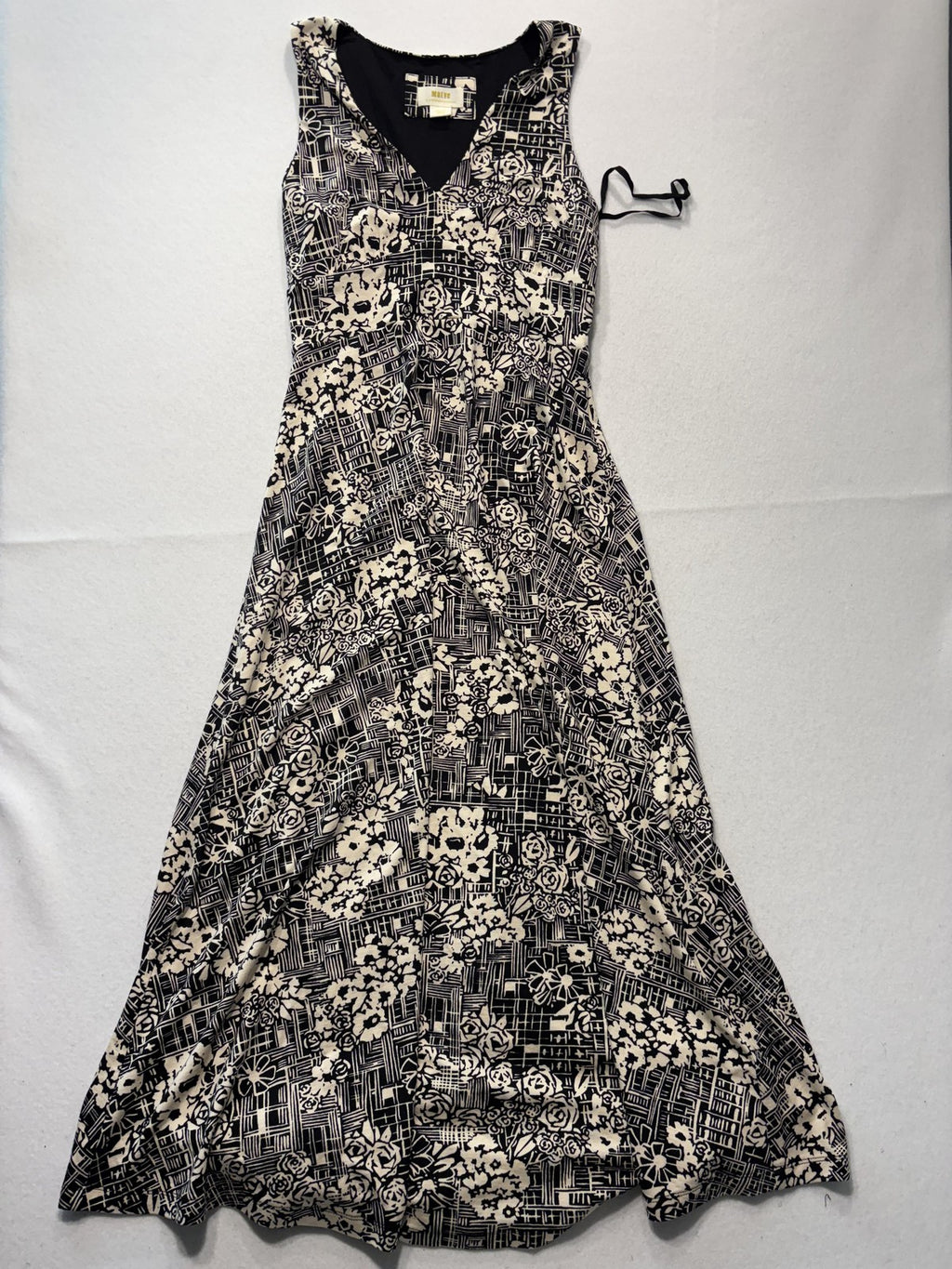 Maeve Dress Womens Small Black Floral V Neck Sleeveless Maxi Anthropologie Boho