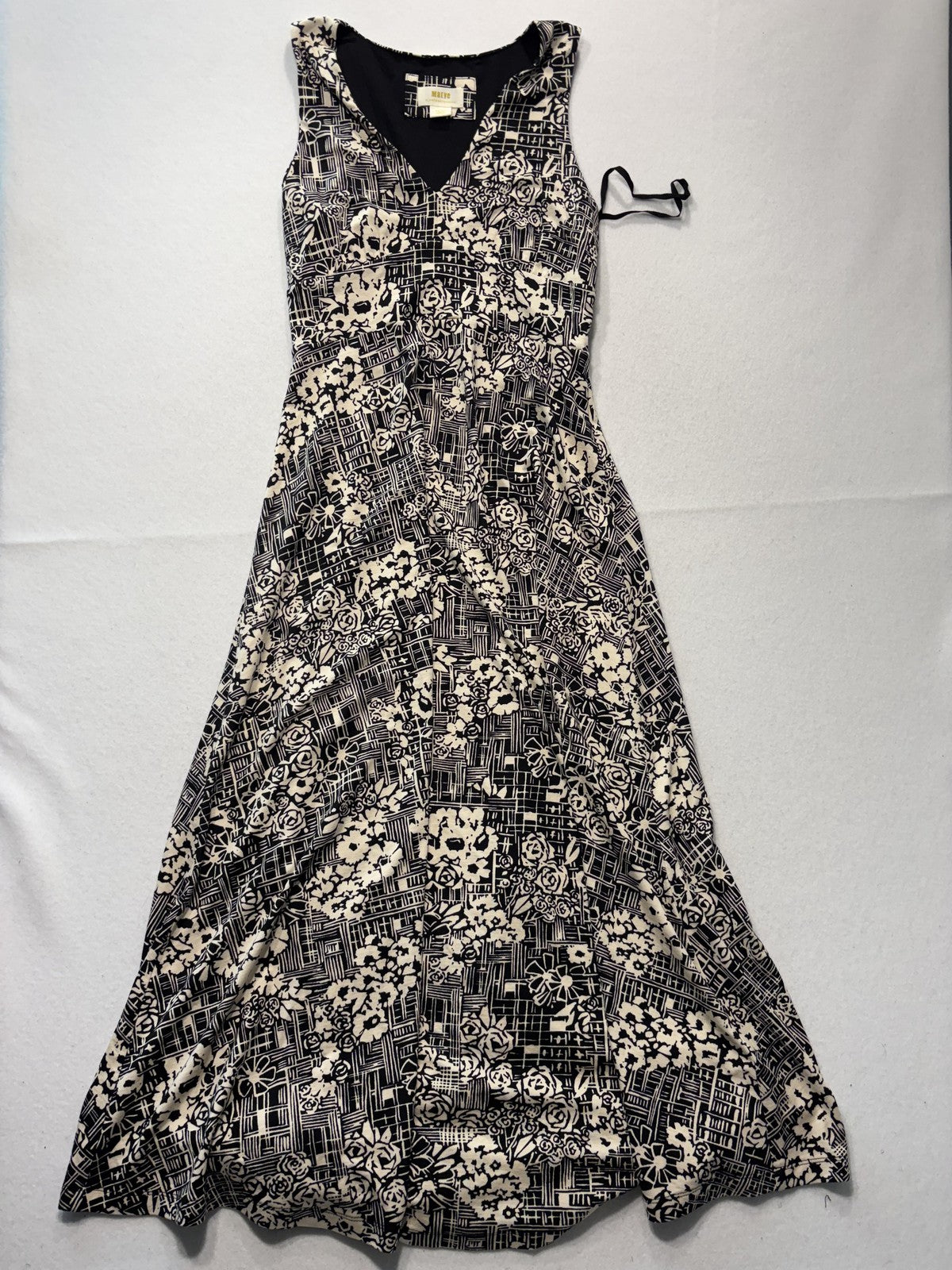 Maeve Dress Womens Small Black Floral V Neck Sleeveless Maxi Anthropologie Boho