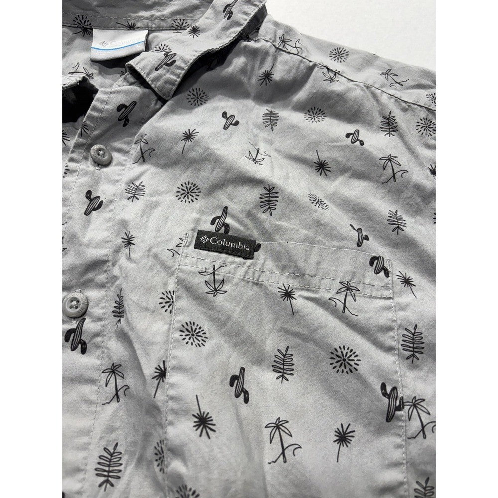 Columbia Shirt Mens Large Gray Desert Print Short Sleeve Button Up Cotton XM8259