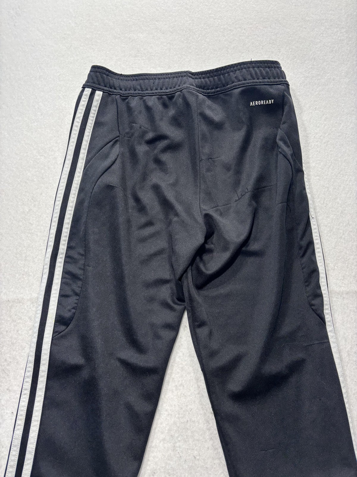 Adidas Track Pants Mens XS Black AEROREADY Elastic Waist Side Stripe Tapered