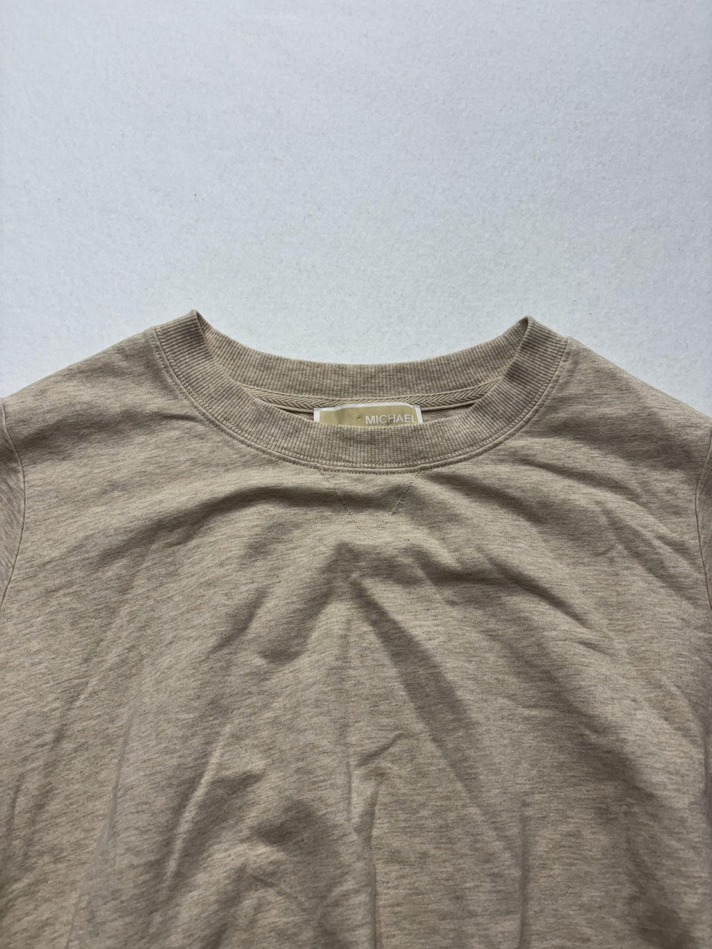 MICHAEL Michael Kors Top Womens Small Beige Crew Neck Long Sleeve Ruffle Hem