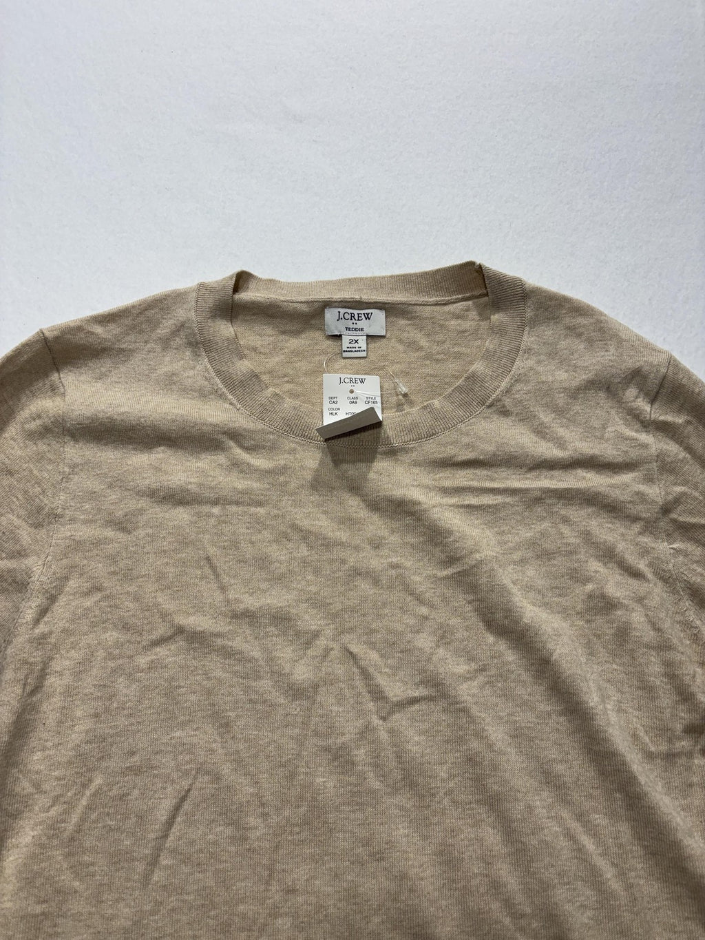 J.Crew Teddie Sweater Womens 2X Plus Beige Knit Crew Long Sleeve Pullover
