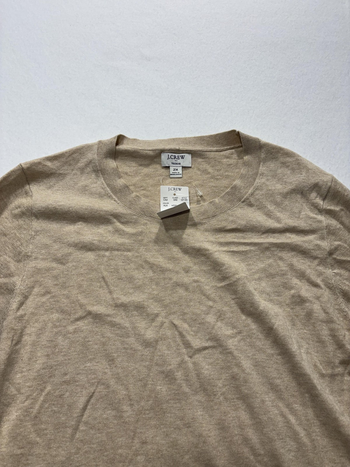 J.Crew Teddie Sweater Womens 2X Plus Beige Knit Crew Long Sleeve Pullover