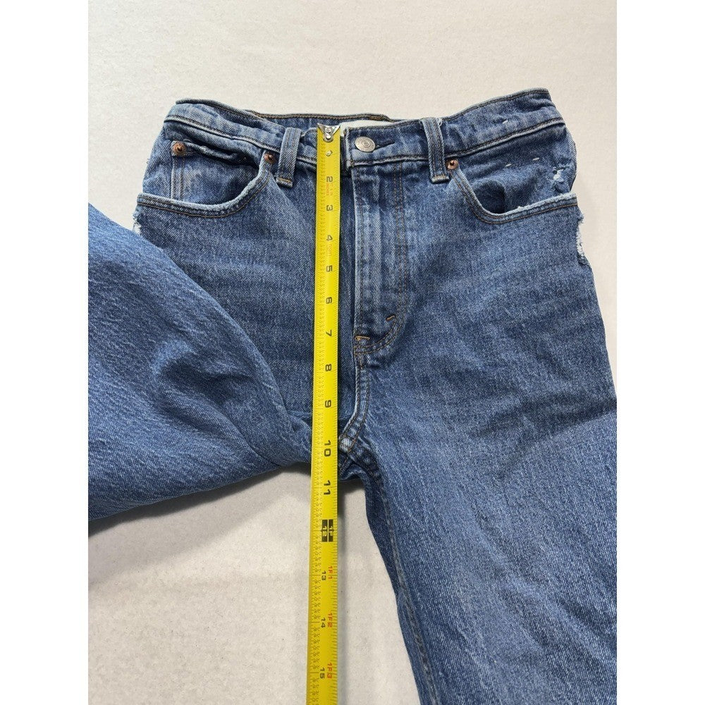 Abercrombie & Fitch 90s Straight Jeans Womens 25 Blue High Rise Distressed 25x27