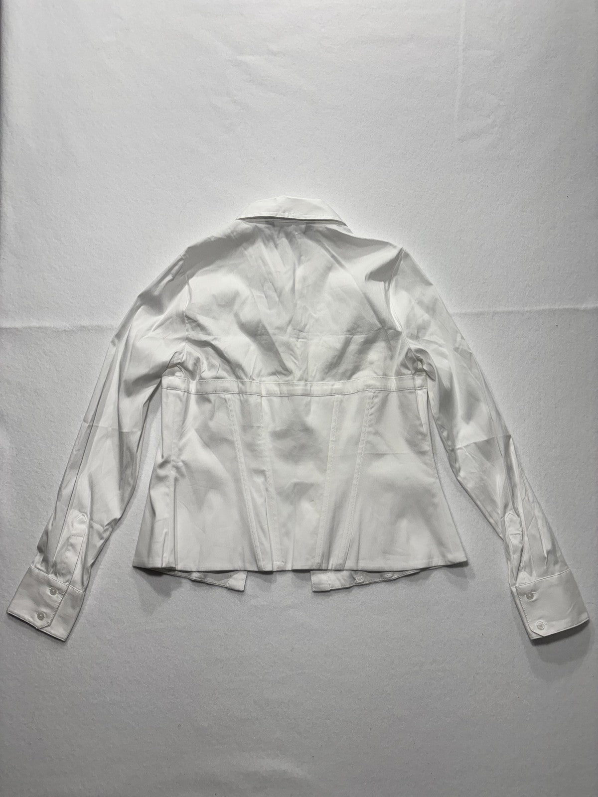 White House Black Market Button Up Shirt Womens 8 White Corset Poplin Top