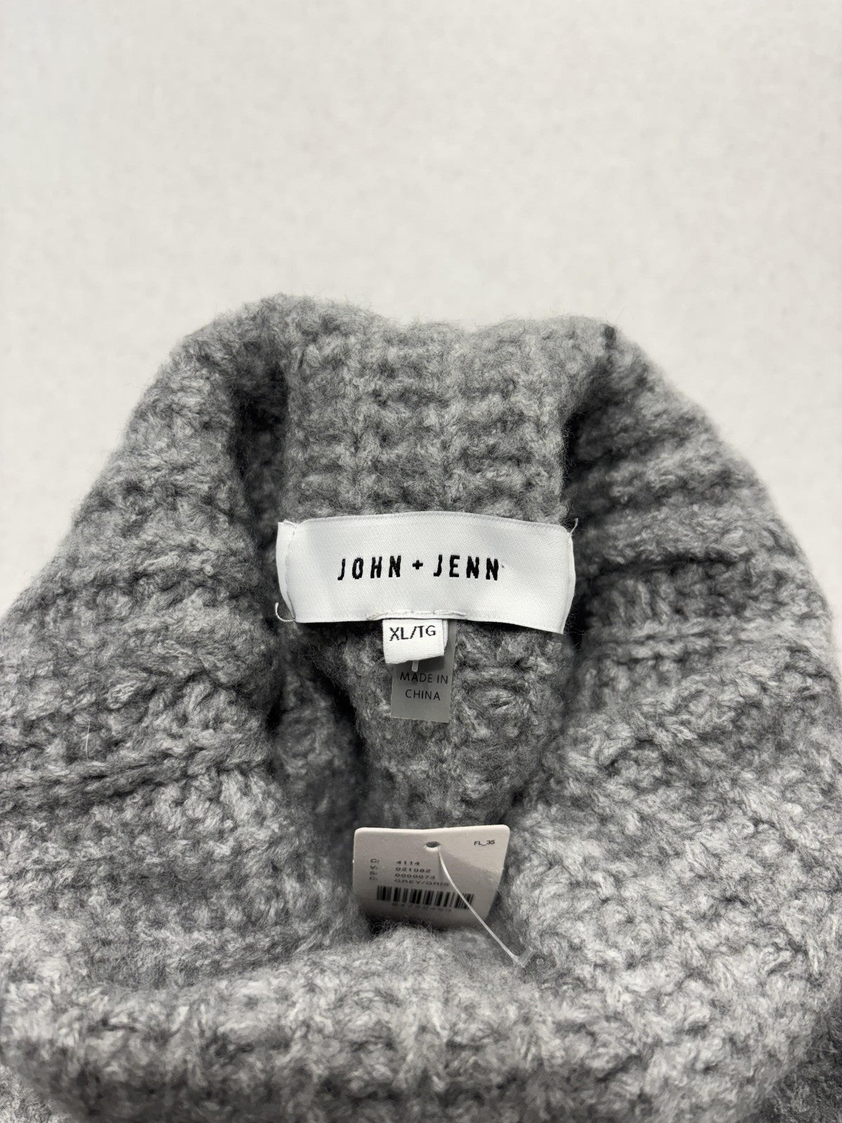John + Jenn Sweater Womens XL Gray Turtleneck Waffle Knit Cape Poncho Layering