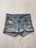American Eagle Dream Short Womens 8 Blue Distressed Cut Off Denim MIDI