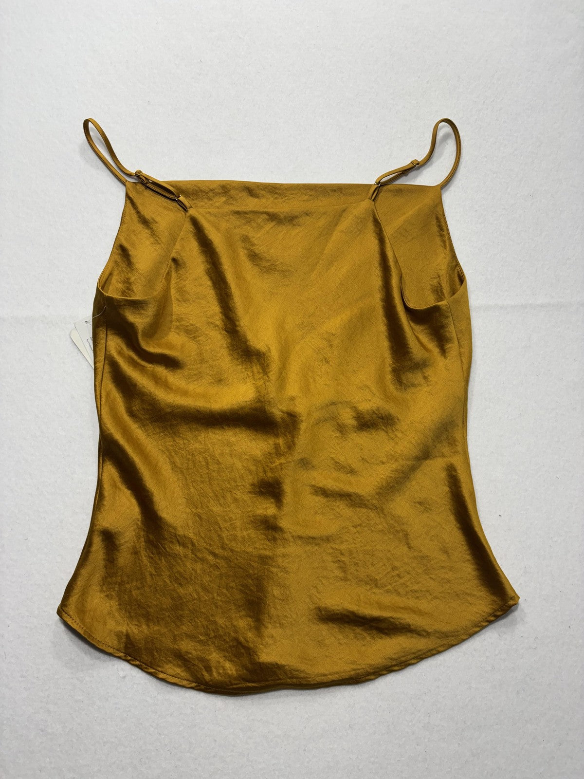 Karen Kane Tank Womens Medium Gold Satin Cowl Neck Adjustable Strap Cami